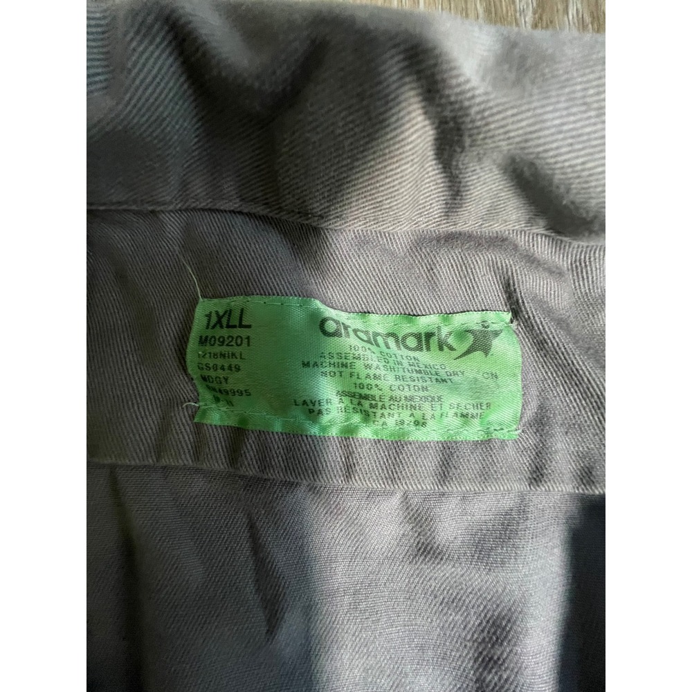 Aramark Work Shirt Mens 1XLL Gray Good Short Sleeve Leonardo DRS Cotton Utility - Picture 2 of 5